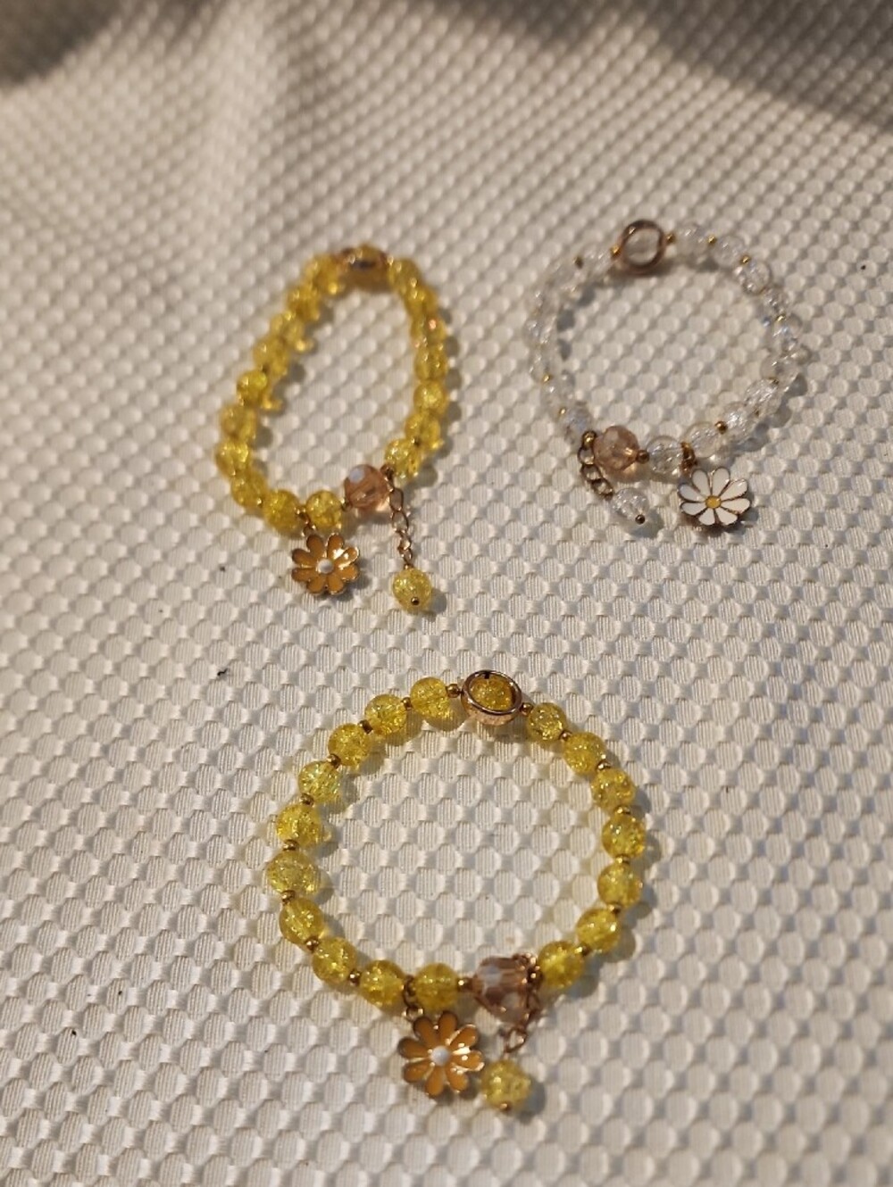 Yellow Beaded Daisy Charm Bracelet Set - *2 For $13* - Picture 2 of 6